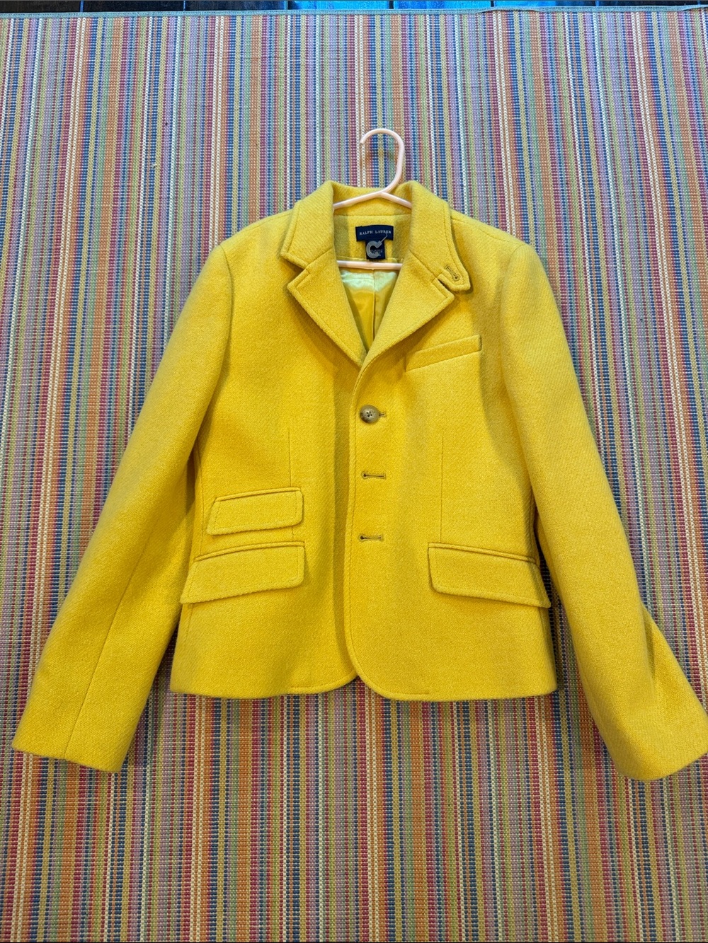 Ralph Lauren Yellow Wool and Leather Blazer Girls 12 NWOT